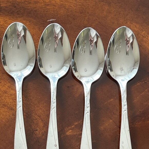 4 Vintage Insico Spoons Stainless Flatware Woodlore Interntional Silver - Picture 3 of 7